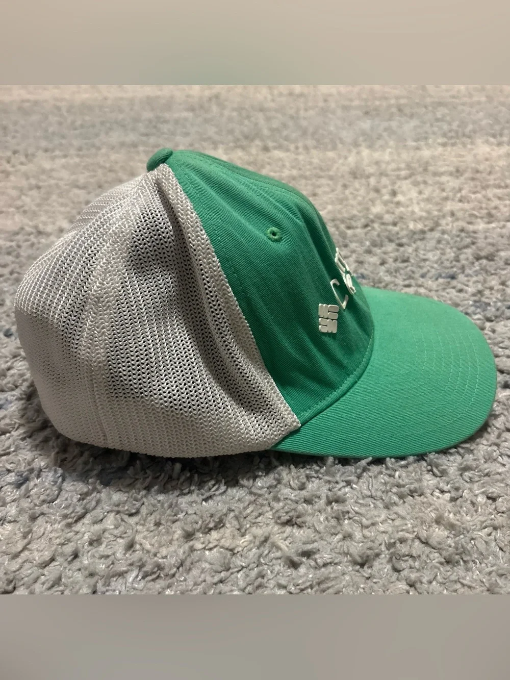 Columbia PFG Mens Mesh Fitted Fishing Hat Green White Mahi Mahi Size L XL
